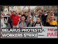 ‘No more fear!’: Belarus president heckled by striking workers