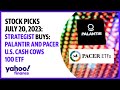 Stock picks July 20, 2023: Strategist buys: Palantir (PLTR) and Pacer U.S. Cash Cows 100 ETF (COWZ)