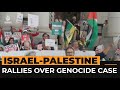 Protesters rally outside court hearing on Gaza genocide case