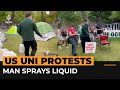 Man accused of spraying ‘pesticide’ on US anti-war camp | AJ #shorts