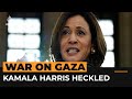 Kamala Harris heckled over Gaza during Jimmy Kimmel talk show filming | AJ #shorts